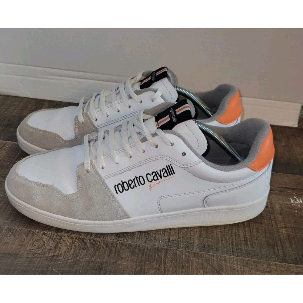 Roberto Cavalli Sport Mens White Sneakers 9.5 Leather Suede After Market Insoles